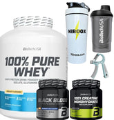Biotech USA 100% Pure Whey 2270g + Creatine 300 gr + Pre-Workout NoX 340g +Bonus NirooX Nutrition.