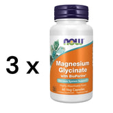 NOW Foods Magnesium Glycinate with BioPerine - 60 vcaps / 3 x 60 vcaps / 180caps - NirooX NutritionNirooX Nutrition