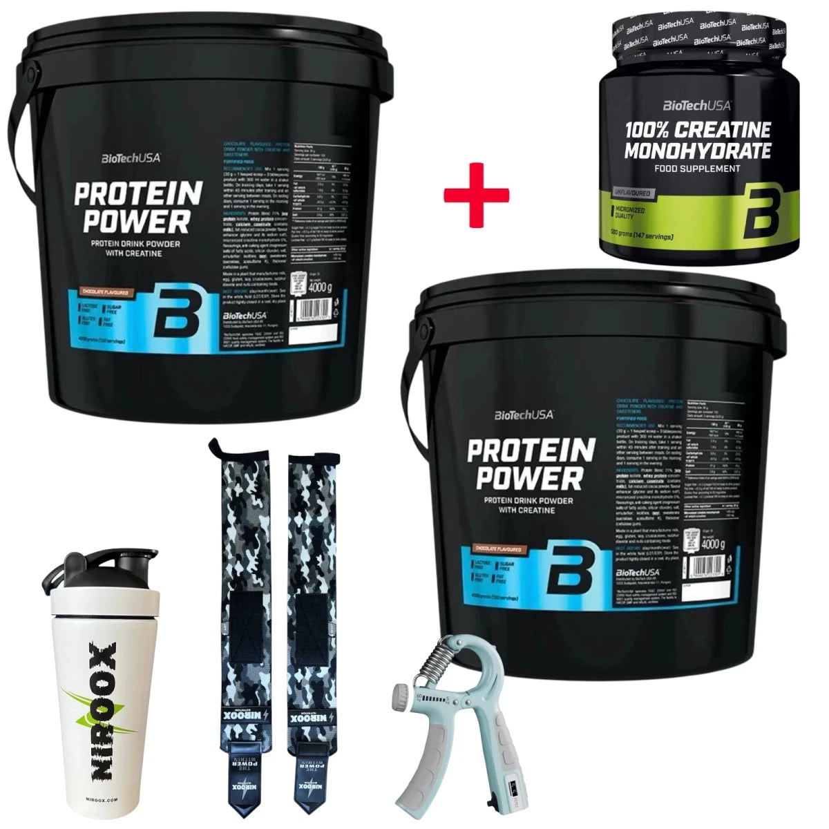 2x BioTech USA Protein Power 4000g + BioTech Kreatin 500g | Bundle + Bonus - NirooX NutritionNirooX Nutrition