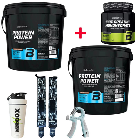 2x BioTech USA Protein Power 4000g + BioTech Kreatin 500g | Bundle + Bonus - NirooX NutritionNirooX Nutrition
