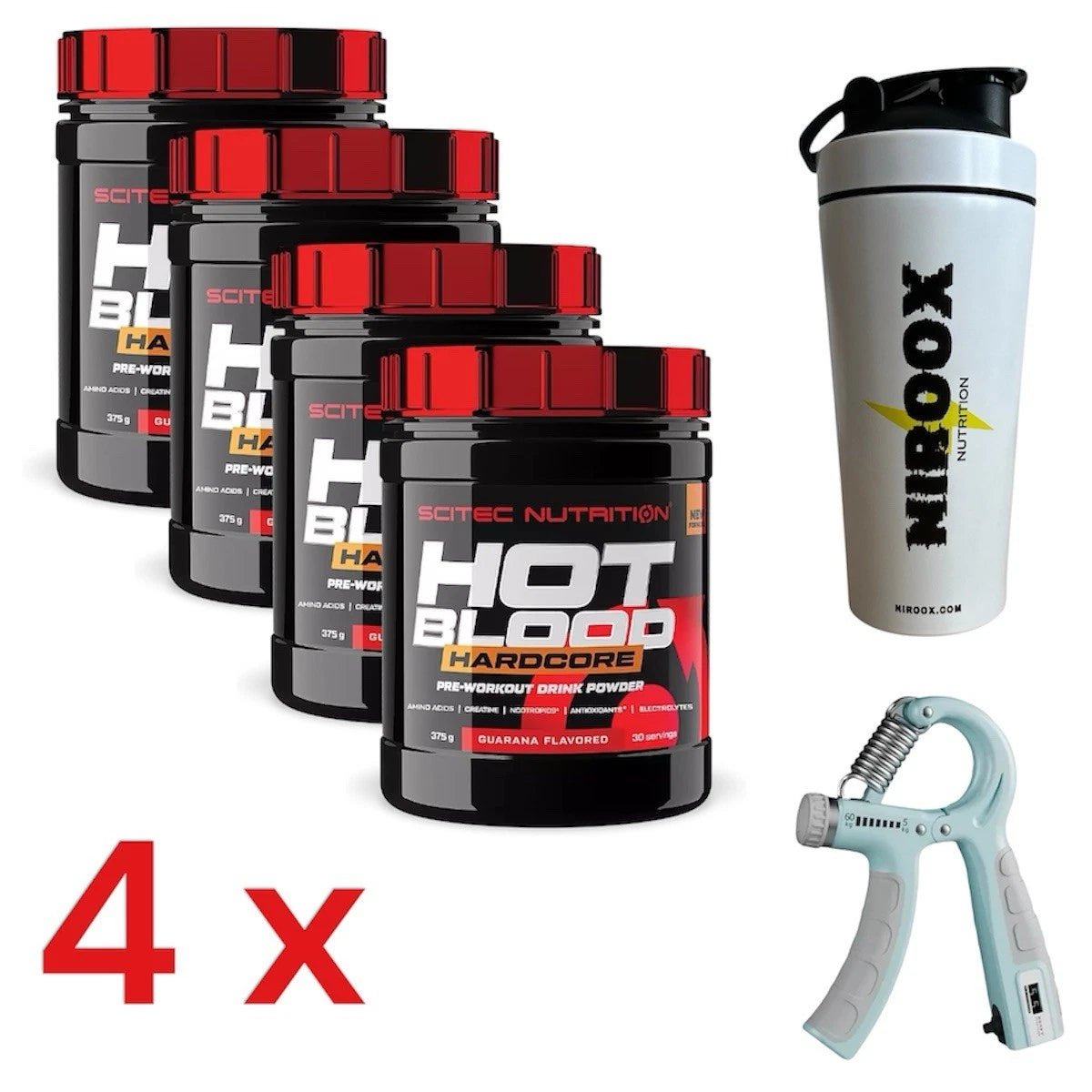 4x Scitec Nutrition Hot Blood Hardcore 375g | Pre - Workout mit Kreatin & Koffein - NirooX NutritionNirooX Nutrition