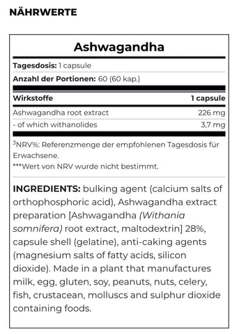 ashwagandha kapseln60 Kapseln Sceitec Nutrition NirooX Nutrition.
