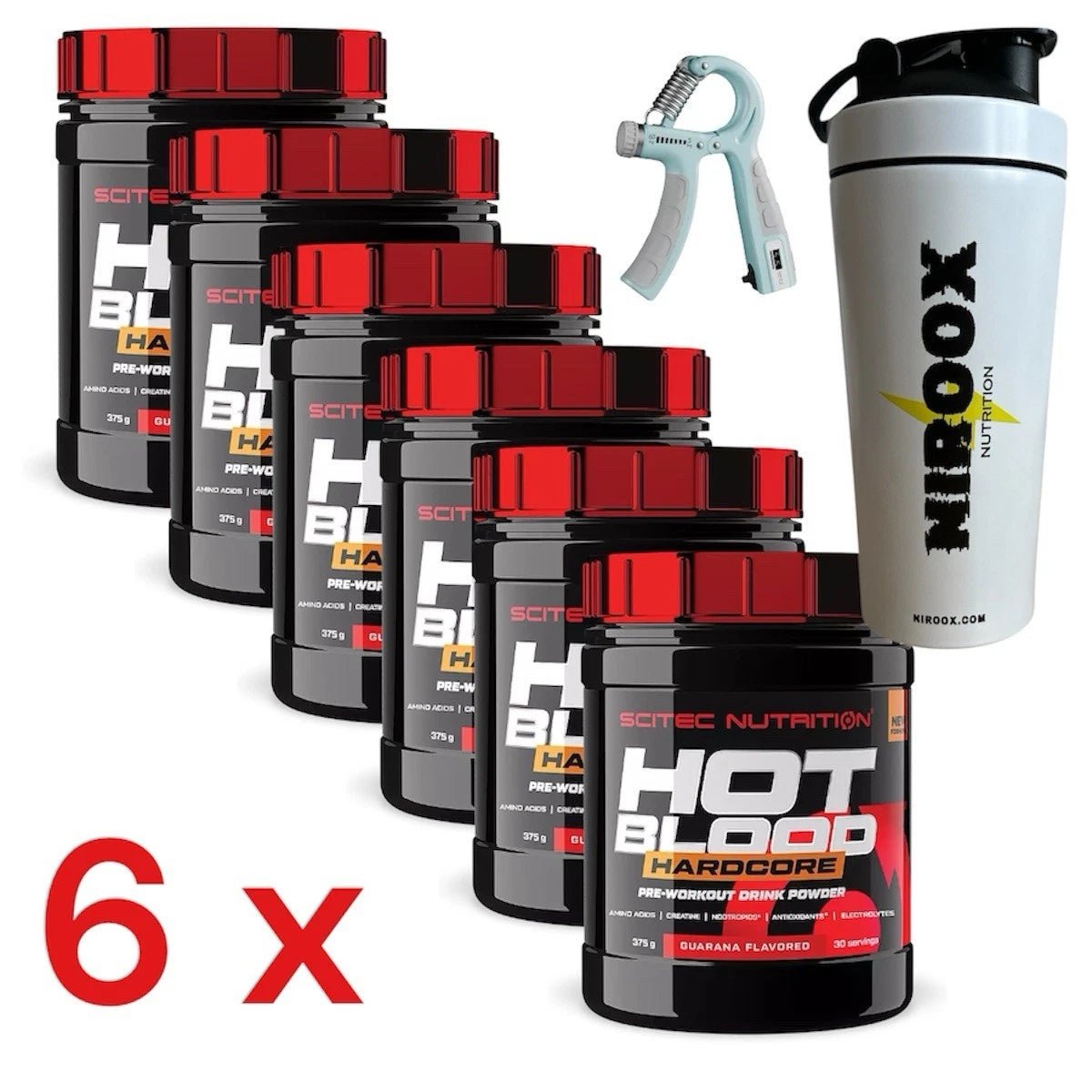 6x Scitec Nutrition Hot Blood Hardcore 375g + Bonus | Pre - Workout Kreatin Koffein - NirooX NutritionNirooX Nutrition