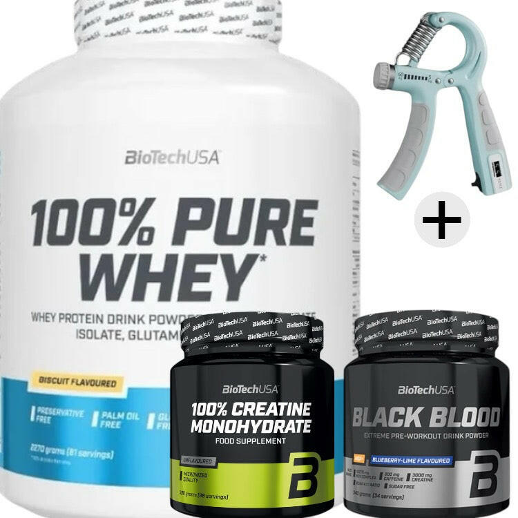 BioTech USA Bundle Pure Whey 2270g Creatine 300g Pre-Workout 340g Muskelaufbau Komplett