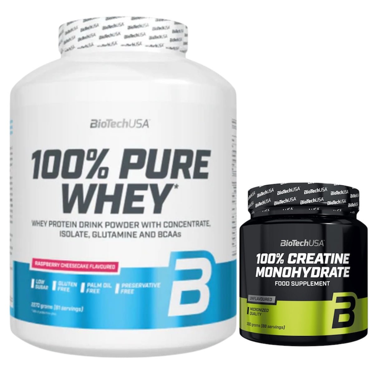 BioTech USA Pure Whey 2270g plus Creatine Monohydrate 300g Bundle für maximalen Muskelaufbau und Kraftsteigerung