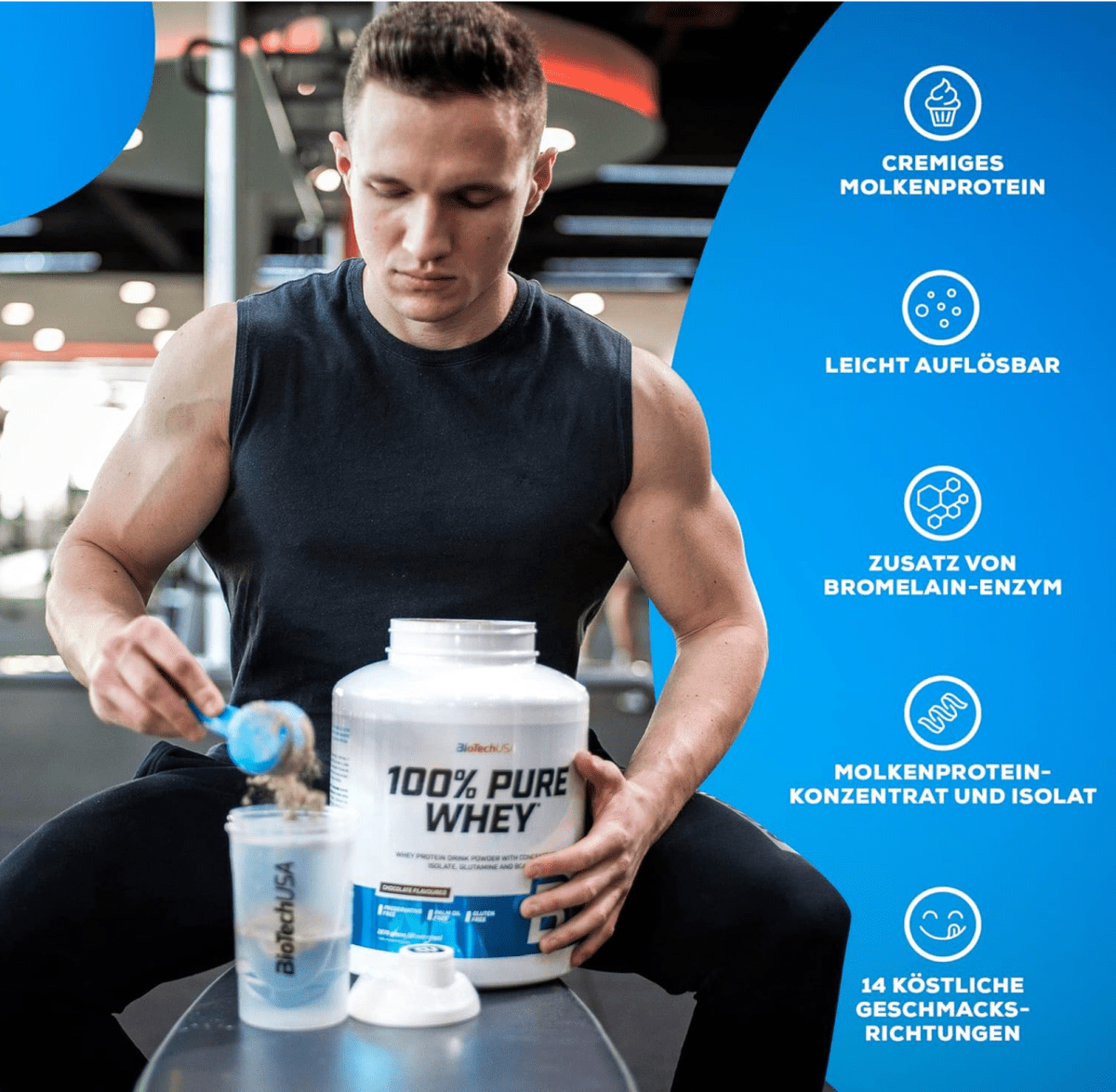 BioTech USA Pure Whey 2270g plus Creatine Monohydrate 300g Bundle für maximalen Muskelaufbau und Kraftsteigerung