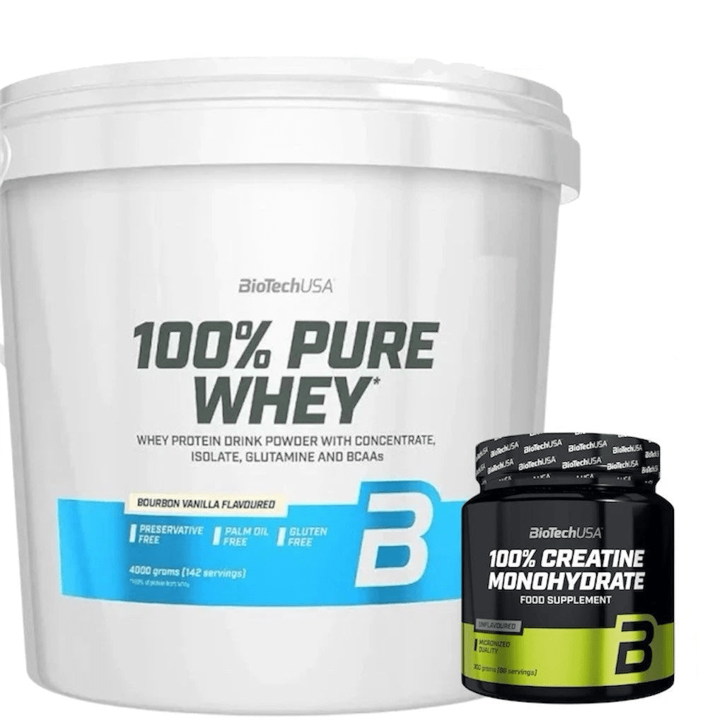 Biotech USA 100% Pure Whey – 4000g + Creatin 300g | Whey Protein 4kg - NirooX NutritionNirooX Nutrition
