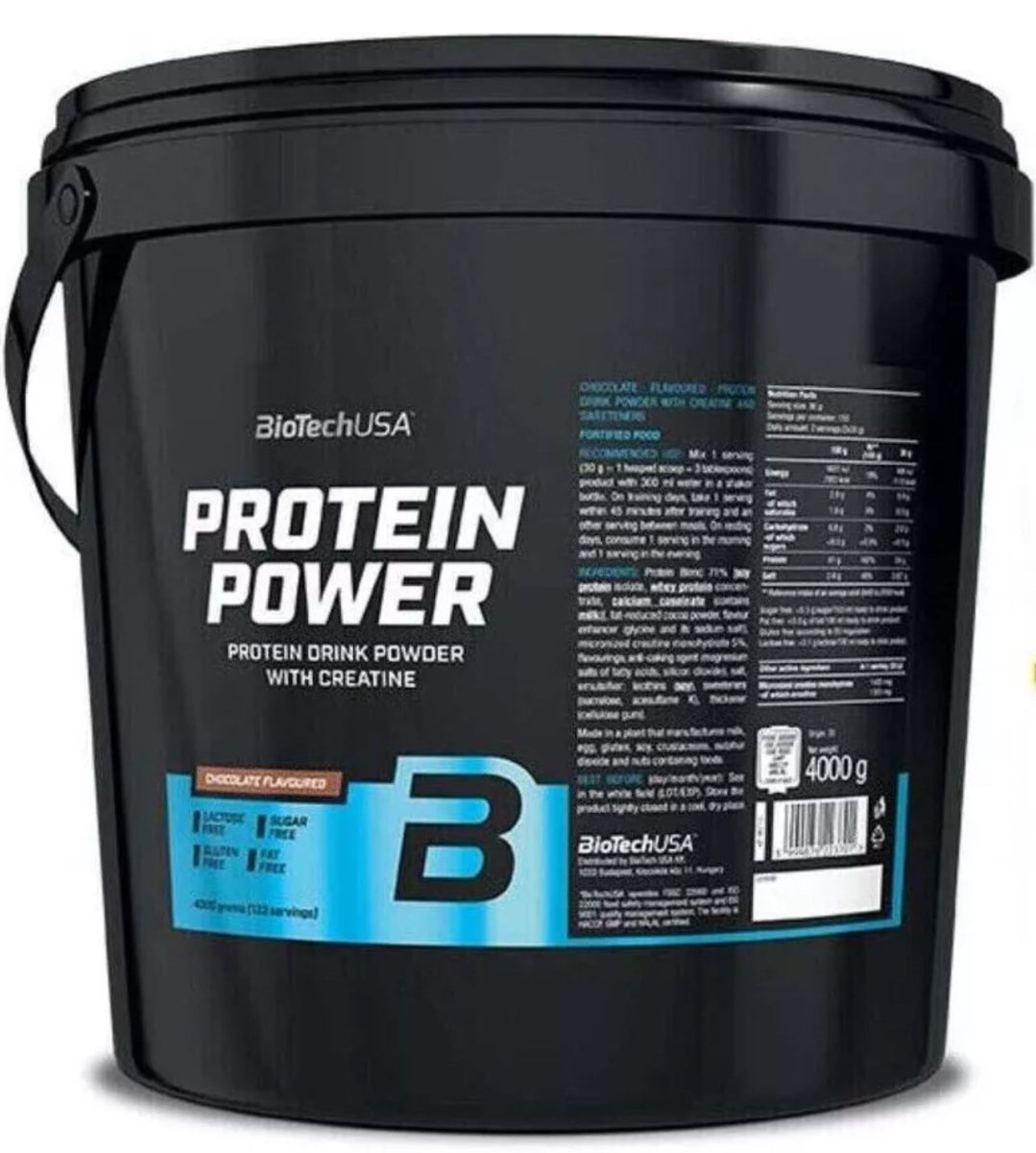 BioTechUSA Protein Power 2x4000g Doppelpack 8kg Soja-Isolat Multi-Protein Creatin laktosefrei