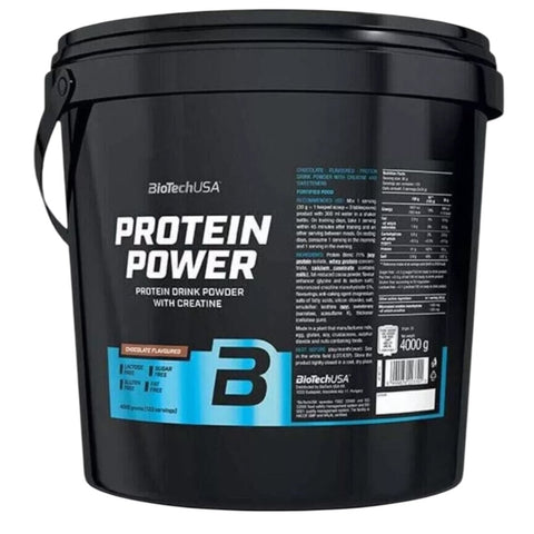 BioTechUSA Protein Power 4000g Soja-Isolat Multi-Protein Creatin laktosefrei Bonus 133 Portionen