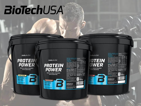 BioTechUSA Protein Power 4000g Soja-Isolat Creatine 300g Bundle Multi-Protein laktosefrei