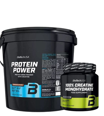 BioTechUSA Protein Power 4000g Soja-Isolat Creatine 300g Bundle Multi-Protein laktosefrei