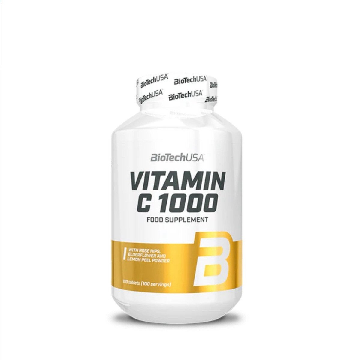 BioTech USA Vitamin C 1000 Bioflavonoids 100 Tabletten hochdosiert mit Hagebutte und Holunderblüte für Immunsystem