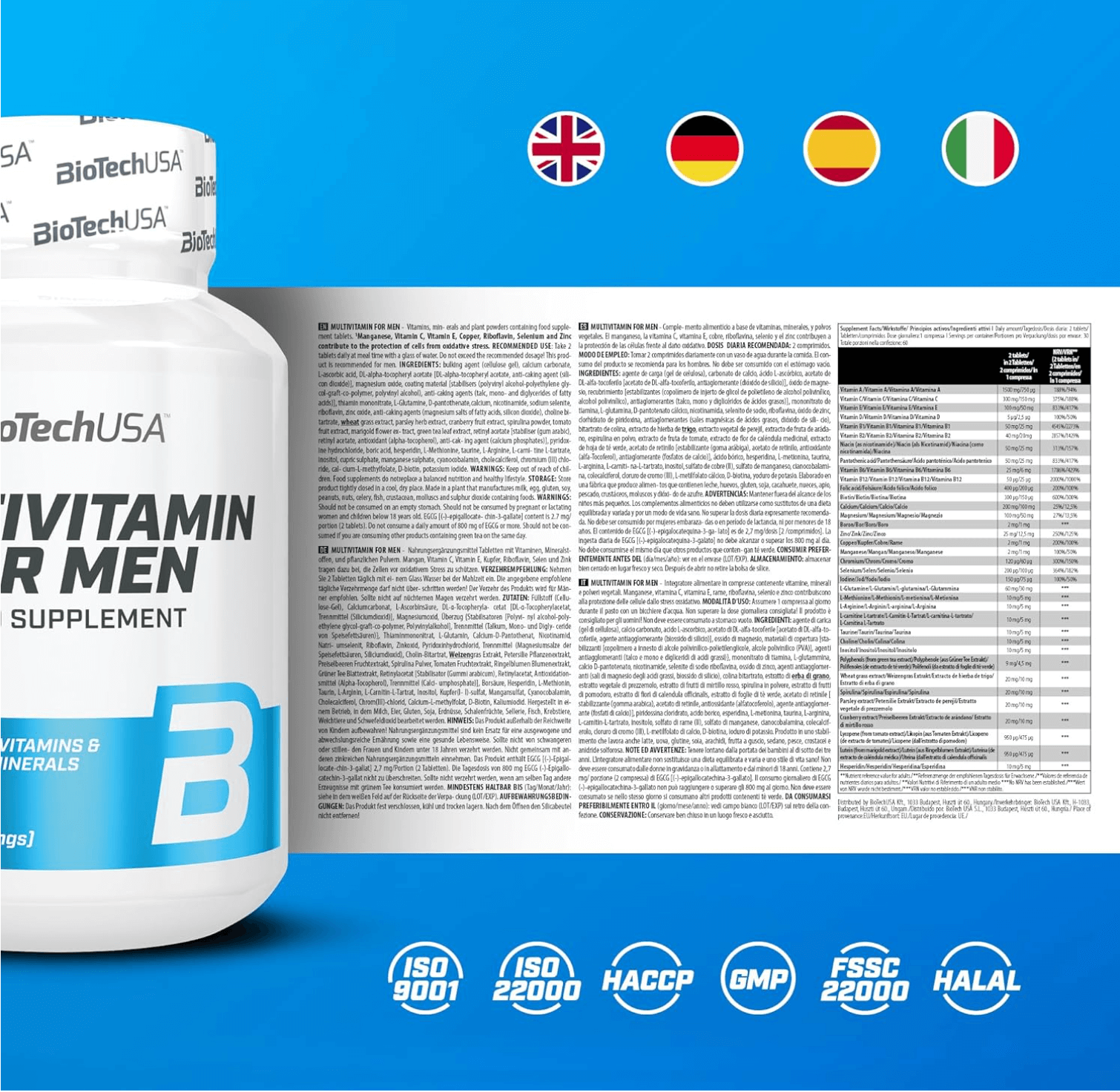Aktiver Mann fühlt sich energiegeladen und leistungsfähig dank BioTechUSA Multivitamin for Men