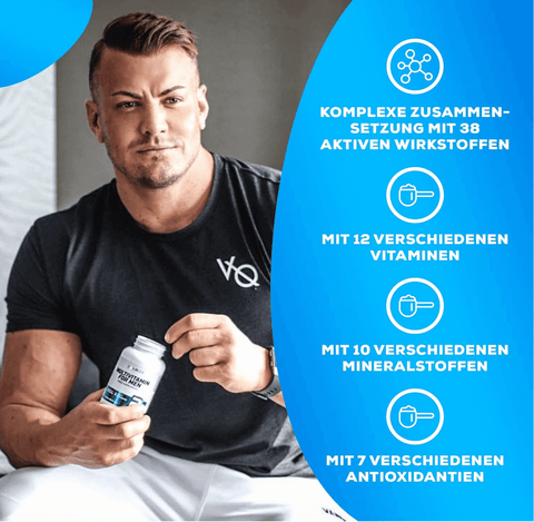 Aktiver Mann fühlt sich energiegeladen und leistungsfähig dank BioTechUSA Multivitamin for Men
