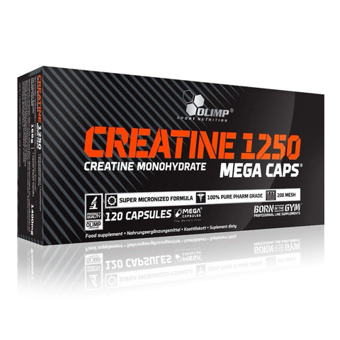 Olimp Creatine Mega Caps 1250 120 Kapseln hochdosiertes Kreatin Monohydrat in pharmazeutischer Qualität für Kraftsteigerung