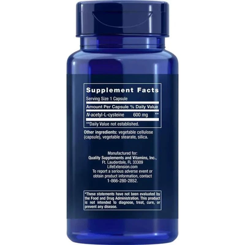 Life Extension N - Acetyl - L - cysteine ??(NAC) 600 mg 60 Kapseln - NirooX NutritionNirooX Nutrition