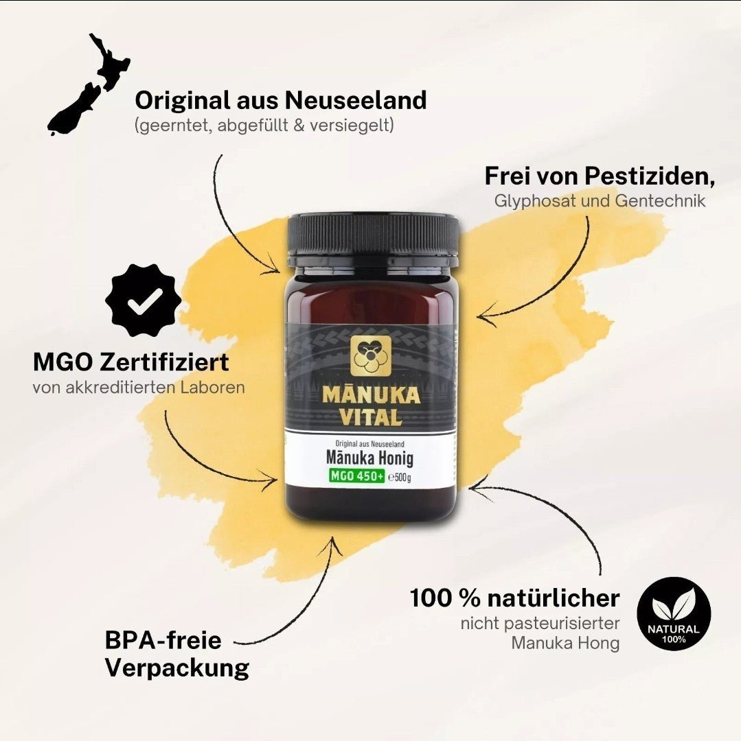 Manuka Vital Honig MGO 450+, 550+ 500 gr aus Neuseeland, Premium - Manuka - Honig - NirooX NutritionNirooX Nutrition