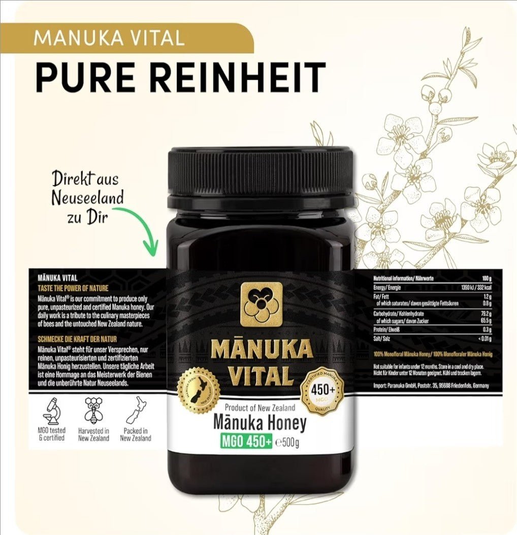 Manuka Vital Honig MGO 450+, 550+ 500 gr aus Neuseeland, Premium - Manuka - Honig - NirooX NutritionNirooX Nutrition