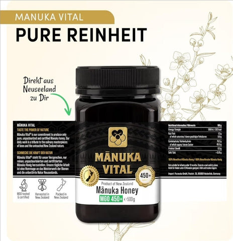 Manuka Vital Honig MGO 450+, 550+ 500 gr aus Neuseeland, Premium - Manuka - Honig - NirooX NutritionNirooX Nutrition