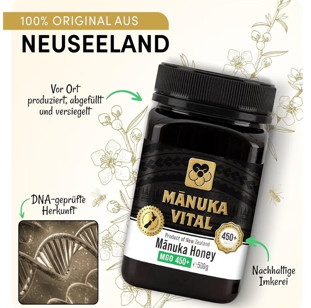 Manuka Vital Honig MGO 450+, 550+ 500 gr aus Neuseeland, Premium - Manuka - Honig - NirooX NutritionNirooX Nutrition