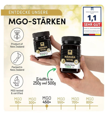 Manuka Vital Honig MGO 450+, 550+ 500 gr aus Neuseeland, Premium - Manuka - Honig - NirooX NutritionNirooX Nutrition