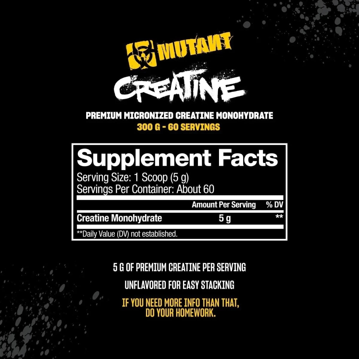 Mutant Creatine Monohydrate 300g Pulver - Geschmacksneut<wbr/>ral- Kreatin - NirooX NutritionNirooX Nutrition