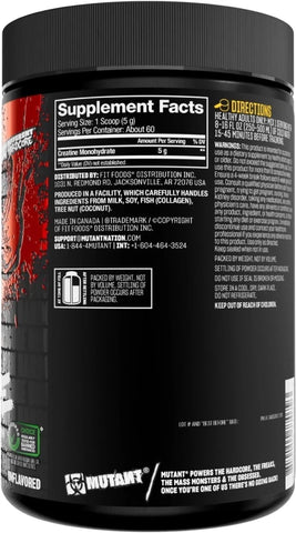 Mutant Creatine Monohydrate 300g Pulver - Geschmacksneut<wbr/>ral- Kreatin - NirooX NutritionNirooX Nutrition