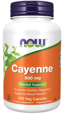 NOW Foods Cayenne 500mg 250 Vegane Kapseln | Verdauung & Herz - NirooX NutritionNirooX Nutrition