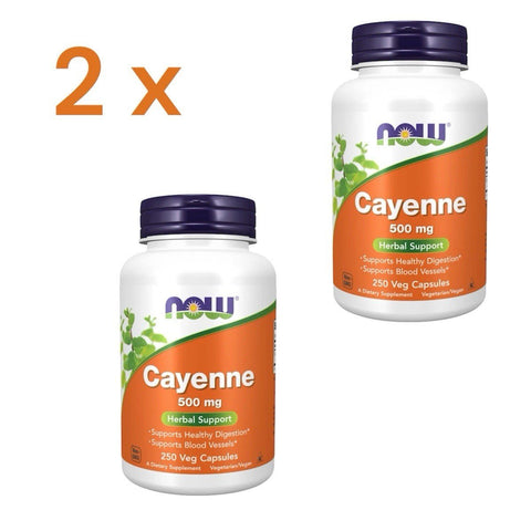 NOW Foods Cayenne 500mg 2x250 Kapseln | 500 Vegane Kapseln - NirooX NutritionNirooX Nutrition