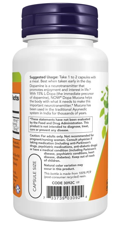 NOW FOODS, DOPA MUCUNA Gehirn Gesundheit 90 Veg. Kapseln - NirooX NutritionNirooX Nutrition