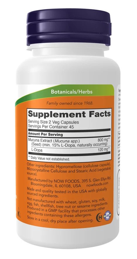 NOW FOODS, DOPA MUCUNA Gehirn Gesundheit 90 Veg. Kapseln - NirooX NutritionNirooX Nutrition