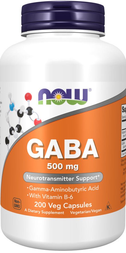NOW Foods GABA 500mg + Vitamin B6 200 Vegane Kapseln - NirooX NutritionNirooX Nutrition