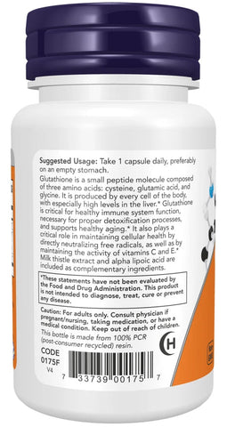 Now Foods Glutathione with Milk Thistle Extract &amp; Alpha Lipoic Acid 500mg/90caps - NirooX NutritionNirooX Nutrition