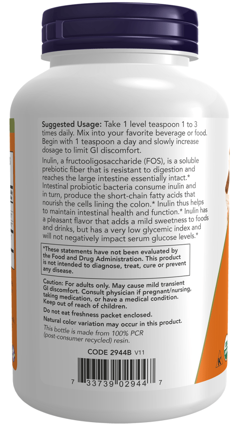 NOW FOODS, INULIN Pulver, Inulin, Niedriger glykämischer, 227g. SUPER PREIS - NirooX NutritionNirooX