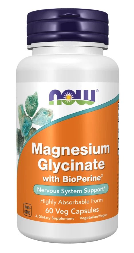 NOW Foods Magnesium Glycinate with BioPerine - 60 vcaps - NirooX NutritionNirooX Nutrition