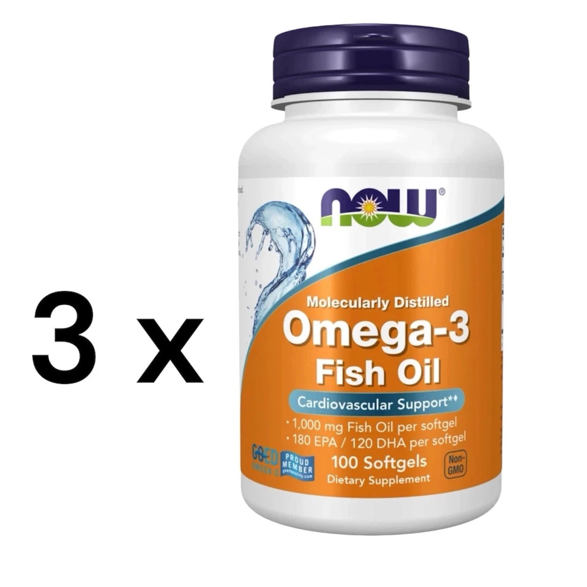 NOW Foods Omega-3 Molecularly Distilled Fish Oil - 3x 100 softgels / 300 softgel - NirooX NutritionNirooX Nutrition