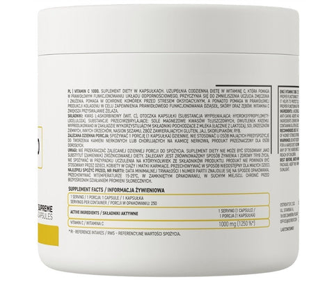OstroVit Vitamin C 1000mg 250 Kapseln hochdosiert Immunsystem Antioxidans Sporternährung NirooX