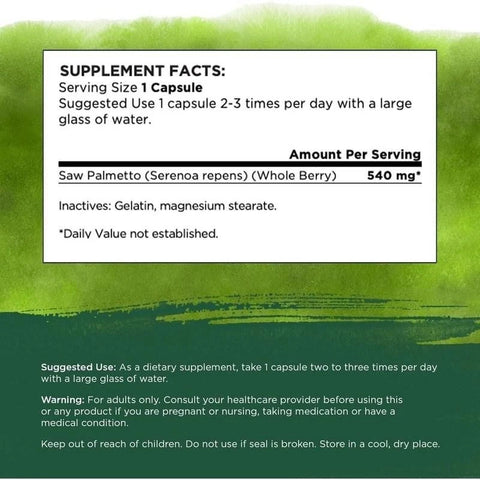 Swanson Saw Palmetto – 5x 250 Kapseln | Sägepalme 540mg Prostata