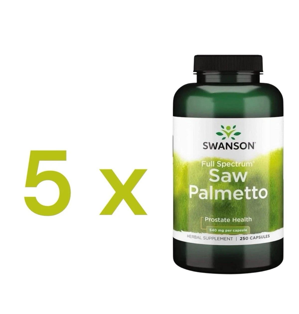 Swanson Saw Palmetto – 5x 250 Kapseln | Sägepalme 540mg Prostata