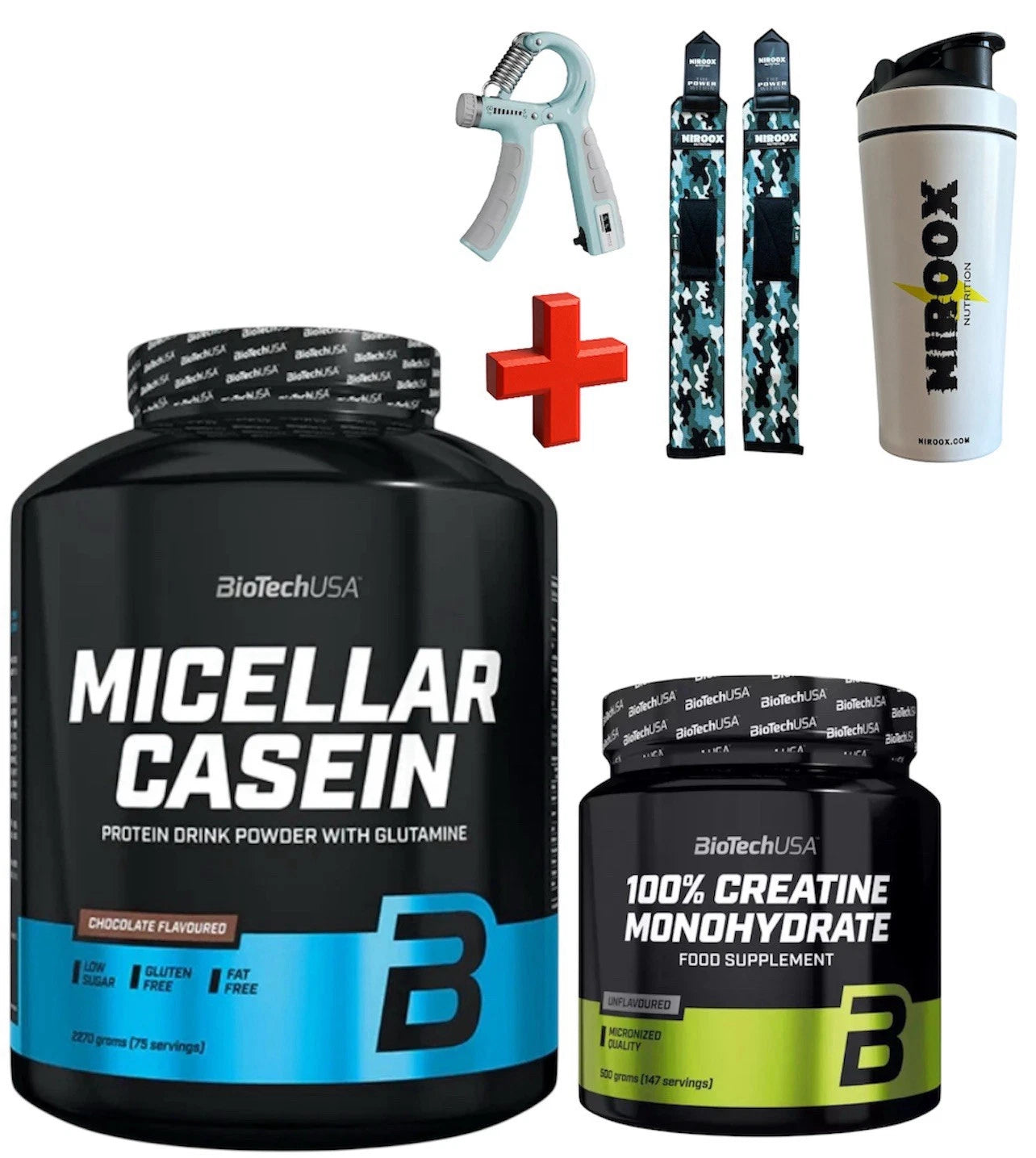 Biotech USA Micellar Casein 2270g Creatin 300g Nachtprotein