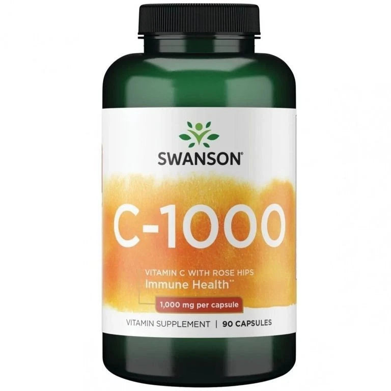 Swanson Vitamin C 1000mg with Rose Hips 90 Kapseln Hagebuttenextrakt