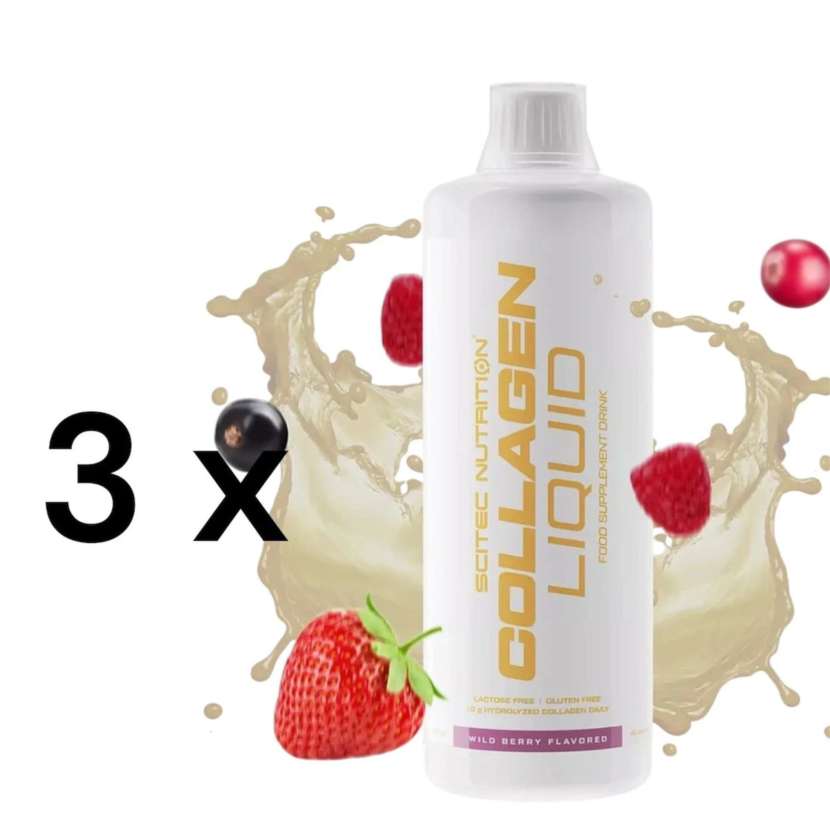 Scitec Nutrition Collagen Liquid 3x 1000ml Waldfrucht Bindegewebe/ total 3000 ml