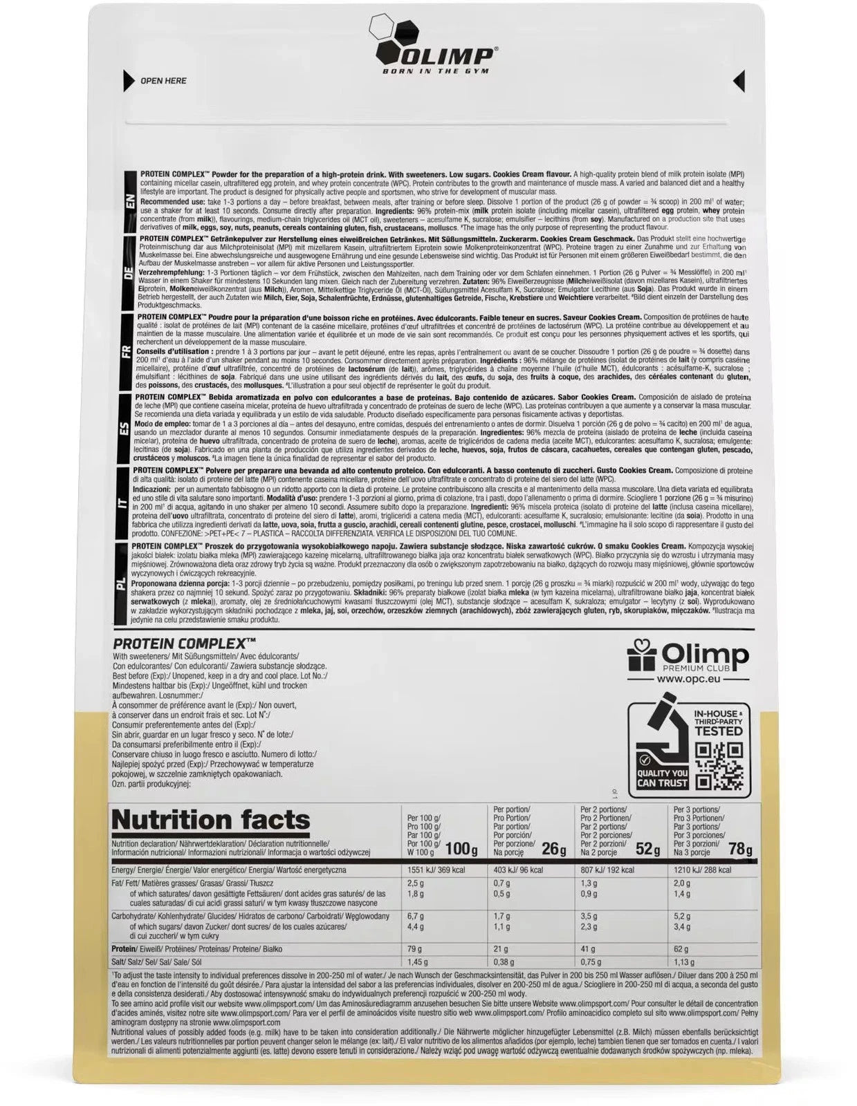 Olimp Protein Complex 700g Cookies Cream – 3-Komponenten-<wbr/>Protein mit 21g Eiweiß
