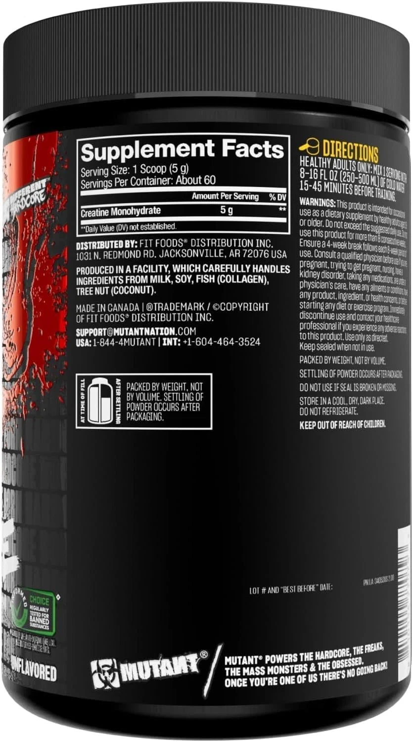 Mutant Creatine Monohydrate 300g Pulver - Geschmacksneut<wbr/>ral- Kreatin