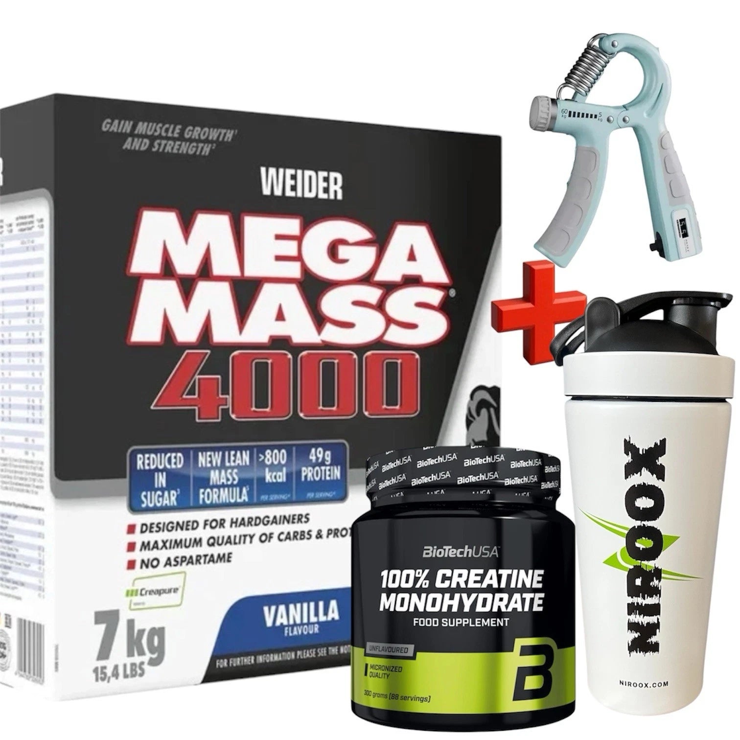 Weider Mega Mass 4000 7000g - Gainer 7 Kg + Biotech USA Creatine 300 gr