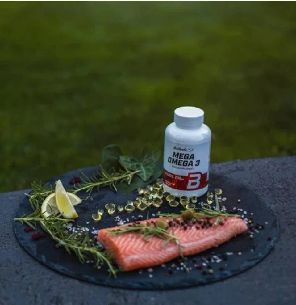 BioTech USA Mega Omega 3 Fetsäuren Fischöl 90 Kapseln EPA DHA