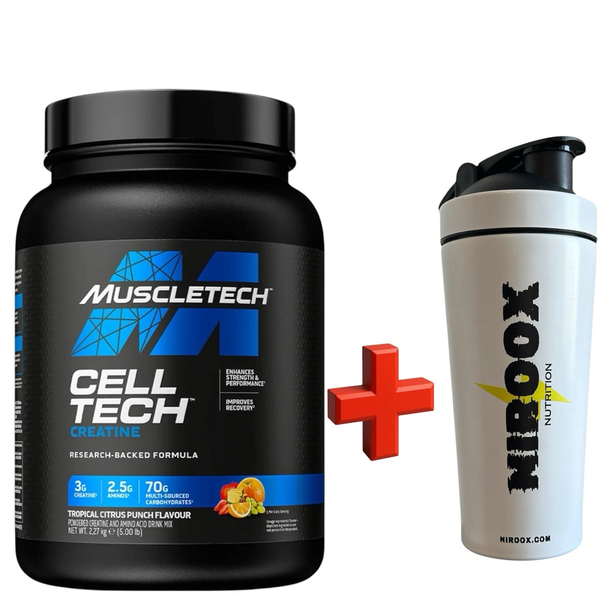 MuscleTech Cell-Tech 2270g Edelstahl Shaker Kreatin Tropical Citrus Punch