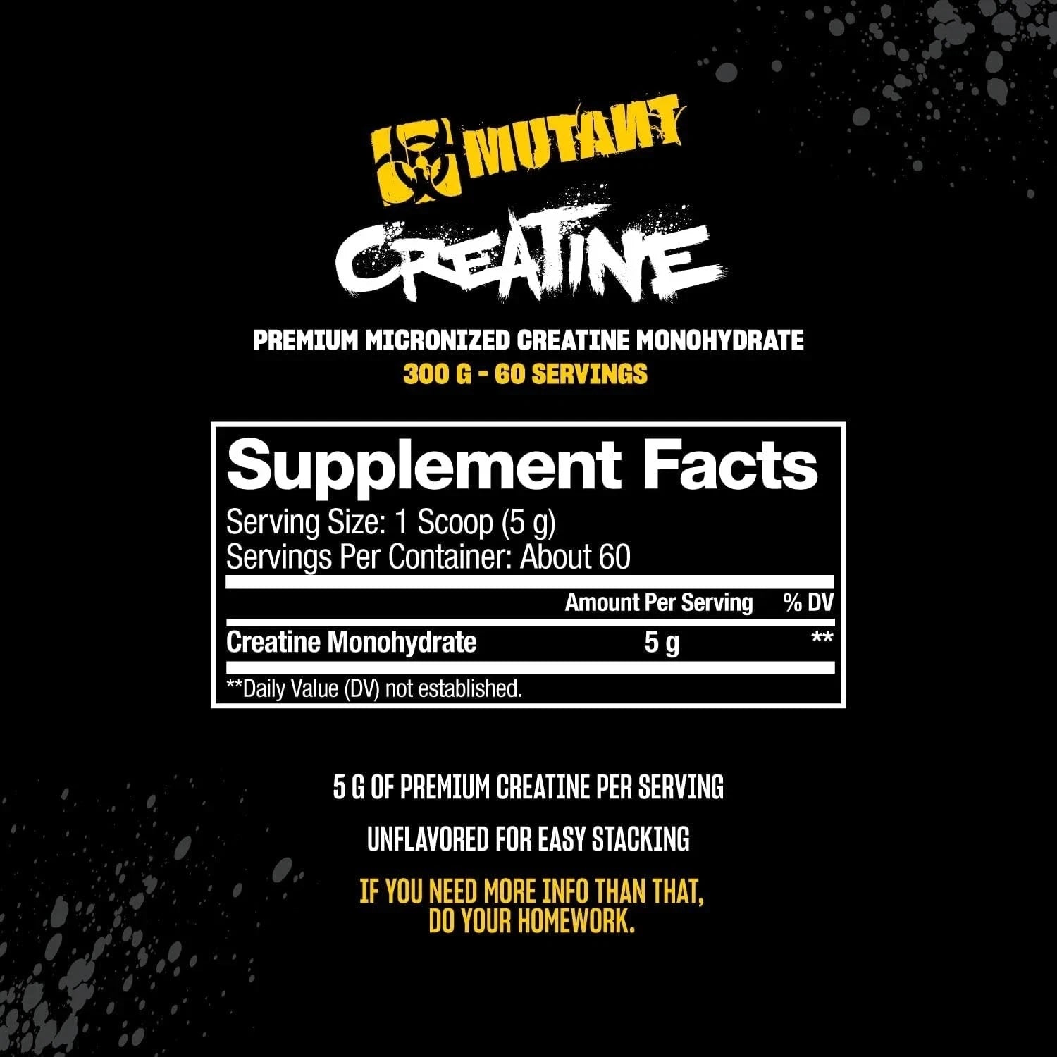 Mutant Creatine Monohydrate 300g Pulver - Geschmacksneut<wbr/>ral- Kreatin