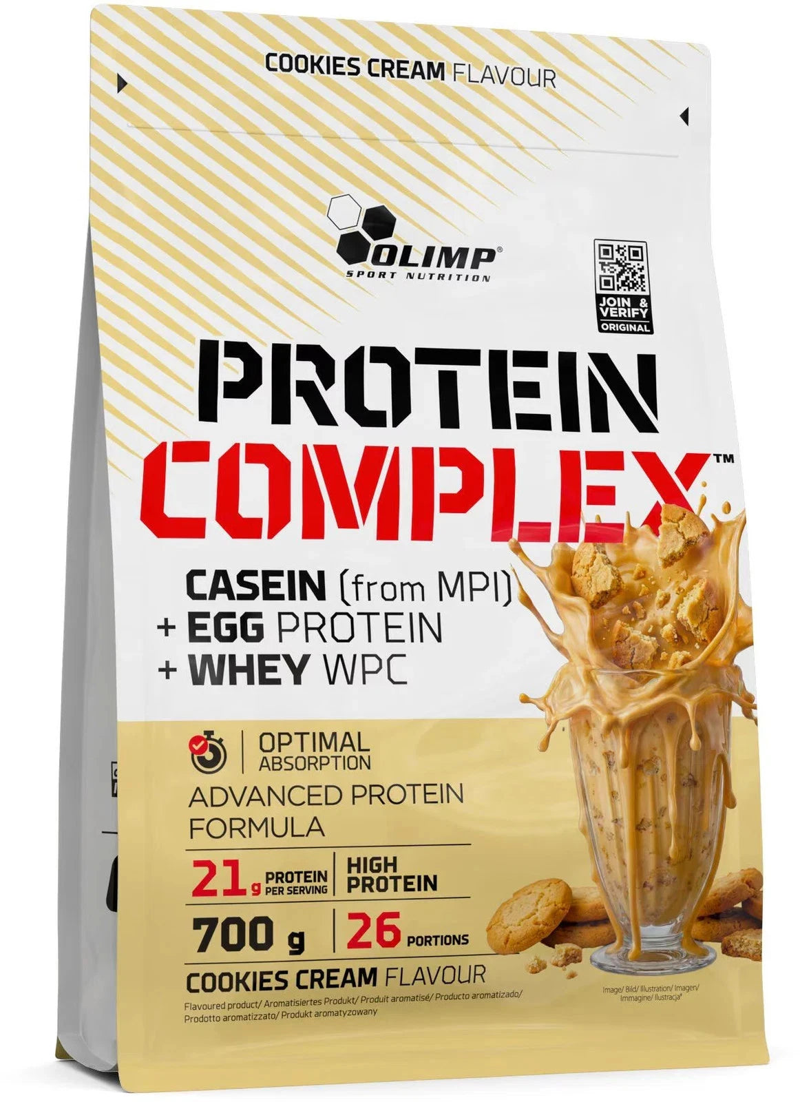 Olimp Protein Complex 700g Cookies Cream – 3-Komponenten-<wbr/>Protein mit 21g Eiweiß