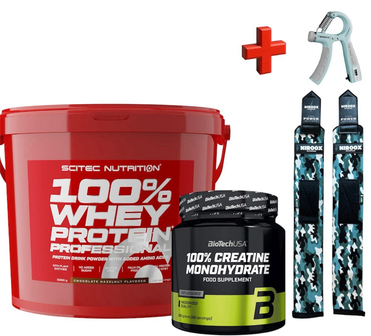 Scitec Nutrition 100% Whey Protein - 5kg  + Biotech USA Creatine 300 gr + Bonus